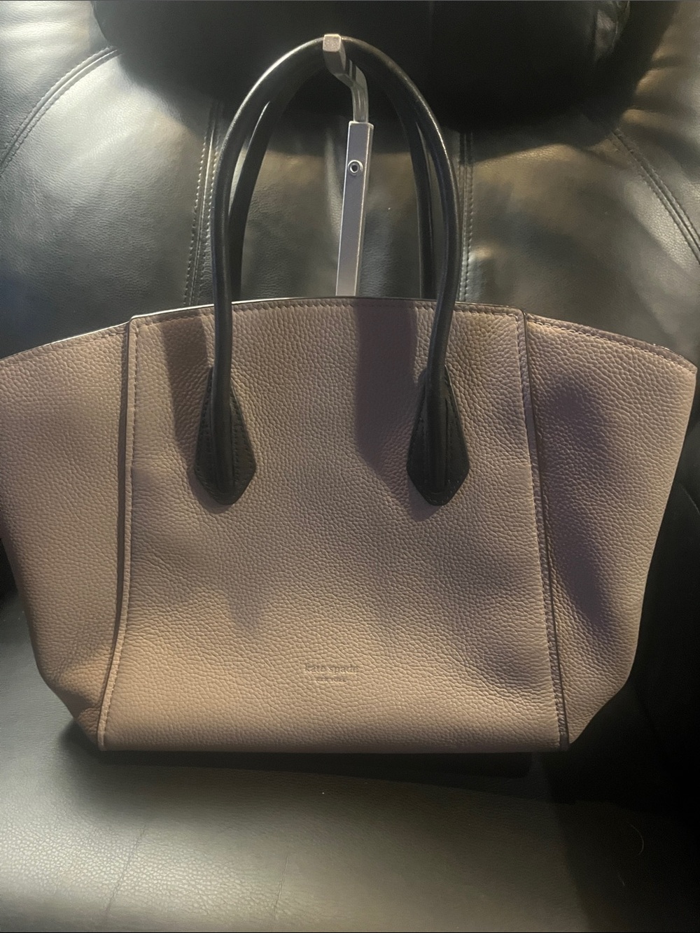 Kate Spade New York Leather Medium Satchel in Taupe